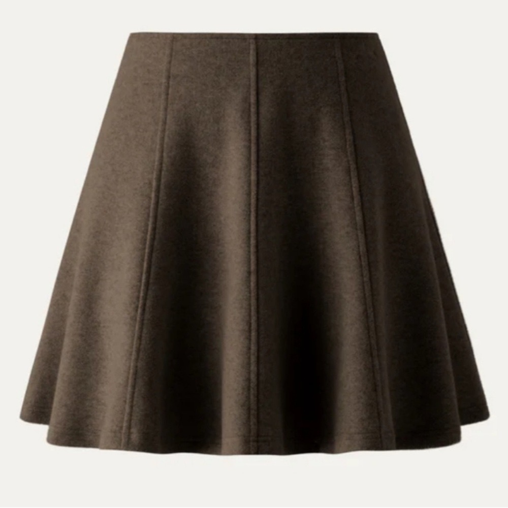 NWT OGL CashSoft‎ High Waisted Flare Hem Mini Skirt Heather Brown small